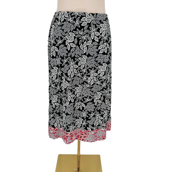 J. Jill Pull-On Midi Skirt XLP PETITE Leaf Print Knit Wrap Stretch Elastic Waist - Picture 5 of 13